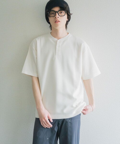 SENSE OF PLACE by URBAN RESEARCH（センスオブプレイスバイアーバンリサーチ）の「ヘンリーネックカノコプルオーバー（Tシャツ/カットソー・メンズ・IVORY/BLACK/GRAY・M/L）」の4枚目の写真