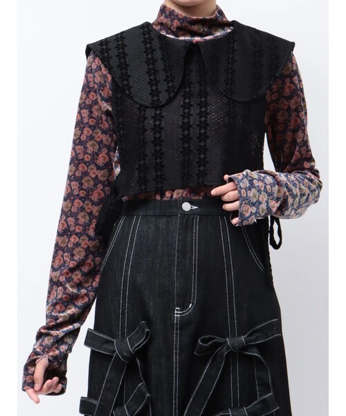 merry jenny（メリージェニー）の「big collar ベスト（その他トップス・レディース・オフホワイト/ブラック/アイボリー・F）」の10枚目の写真