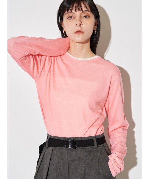 ELENDEEK(エレンディーク)の「WOOL SHEER LONG-T KT(ニット/セーター・レディース・オフホワイト/ブラック/ピンク/イエロー/ブルー・F)」の13枚目の写真