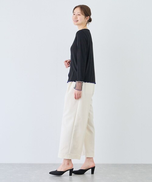 Jayro（ジャイロ）の「袖シアーメローカットソー（Tシャツ/カットソー・レディース・ブラック系/ホワイト系/ライトグリーン/ピンク・F）」の16枚目の写真