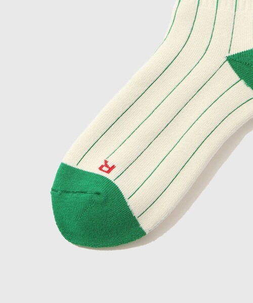 ADAM ET ROPE'（アダムエロペ）の「【HELLA GREEN/ヘラグリーン】Stripe Sox（ソックス/靴下・メンズ・グリーン/ネイビー・F）」の7枚目の写真