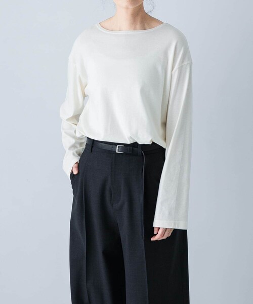 かぐれ（カグレ）の「ボートネックロングカットソー（Tシャツ/カットソー・レディース・OFF/L.GRAY/NAVY・Free/FREE）」の5枚目の写真