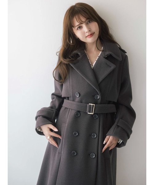 dazzlin（ダズリン）の「2WAYカラーウールライクトレンチコート（トレンチコート・レディース・ブラウン/アイボリー/ネイビー/グレー/ブラック・S/M）」の21枚目の写真