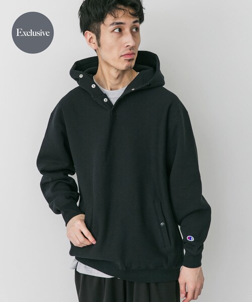 URBAN RESEARCH DOORS（アーバンリサーチドアーズ）の「『別注』Champion×DOORS　RW HALF SNAP PARKA（パーカー・メンズ・シルバーグレー/オフブラック/ブラック/ルビーレッド/ダークネイビー/ブルーグレー/ダークグリーン/クリームイエロー/オートミール/ワイン・M/L/XL）」の22枚目の写真