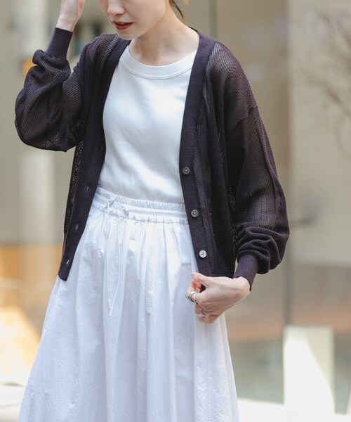 URBAN RESEARCH DOORS（アーバンリサーチドアーズ）の「FORK&SPOON　ペーパーニットカーディガン（カーディガン/ボレロ・レディース・IVORY/BROWN/BLUE・1）」の19枚目の写真