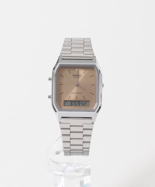 URBAN RESEARCH DOORS(アーバンリサーチドアーズ)の「CASIO スクエアウォッチ(アナログ腕時計・レディース・シルバー/ピンク・-)」の1枚目の写真