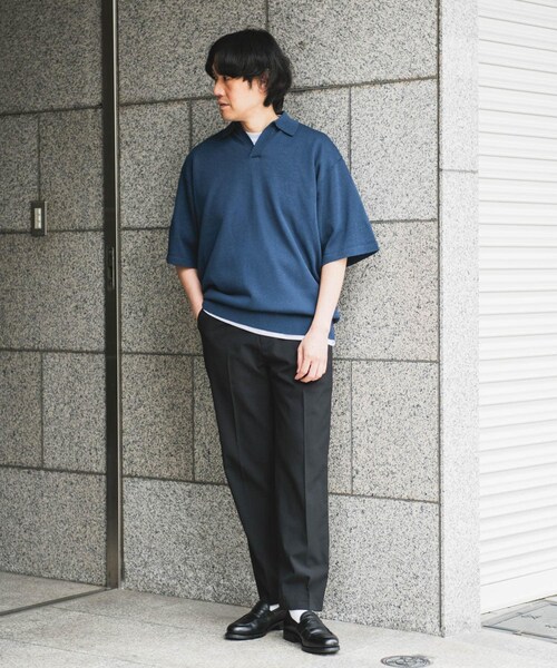 URBAN RESEARCH DOORS（アーバンリサーチドアーズ）の「リネン混ハイゲージ スキッパーニットポロシャツ（ポロシャツ・メンズ・BLACK/BLUE・M/L）」の19枚目の写真