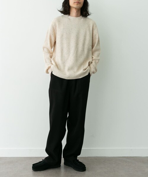URBAN RESEARCH Sonny Label（アーバンリサーチサニーレーベル）の「ウォッシャブルウール混クルーネックニット（ニット/セーター・メンズ・アイボリー/グリーン/ダークブラウン/グレー/ブラック・M/L/XL）」の21枚目の写真