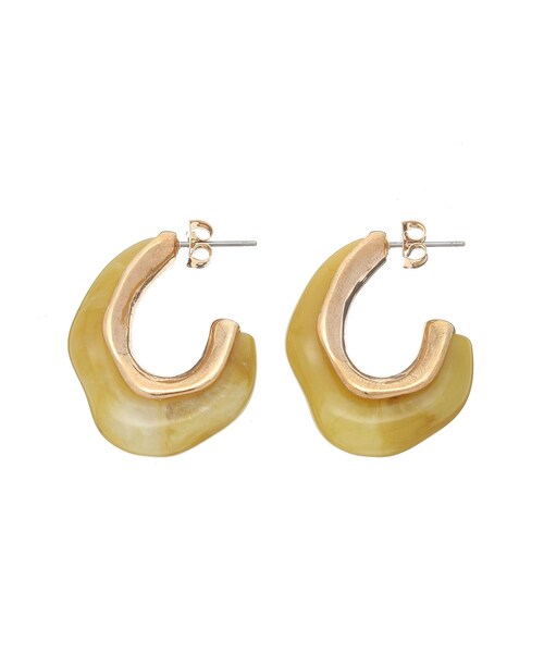 EVRIS（エヴリス）の「COLOR SHELL HOOPピアス（ピアス（両耳用）・レディース・ホワイト/イエロー・F）」の2枚目の写真
