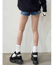 GYDA | BACK RIPPEDデニムショートパンツ(デニムパンツ)