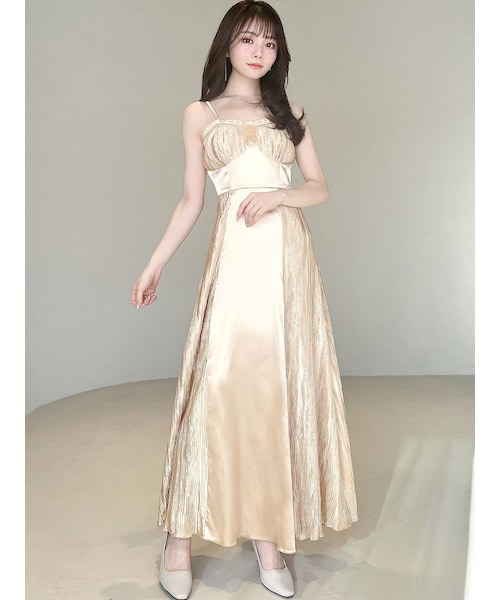 RESEXXY（リゼクシー）の「コルセットプリーツワンピース【セットアップ着用可能】（ドレス・レディース・グリーン/ベージュ/ブラック/イエロー/ブルー・F）」の3枚目の写真