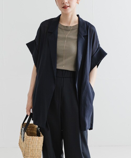 URBAN RESEARCH（アーバンリサーチ）の「シアーハーフスリーブジャケット（テーラードジャケット・レディース・BEIGE/NAVY/BLACK・FREE）」の21枚目の写真