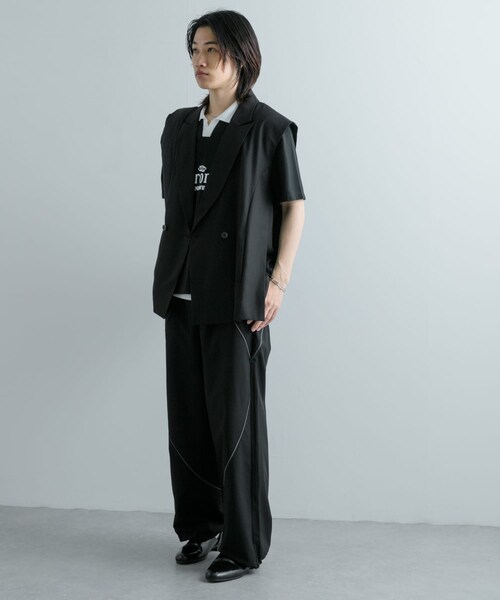 SENSE OF PLACE by URBAN RESEARCH(センスオブプレイスバイアーバンリサーチ)の「『ユニセックス』『セットアップ対応』 サイドスリットテーラードベスト(テーラードジャケット・メンズ・BLACK/GRAY/MINT・M/L)」の10枚目の写真