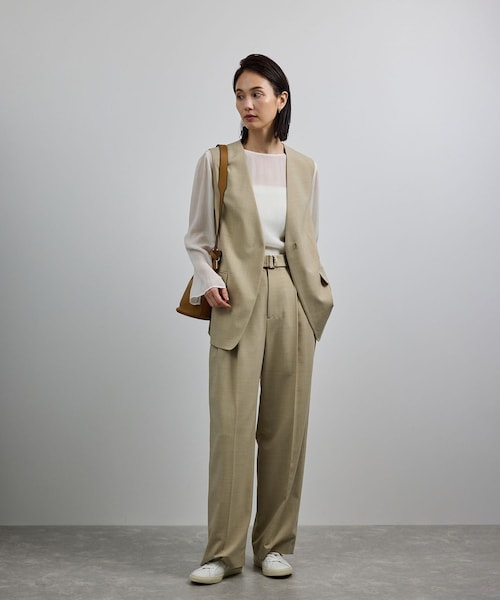 ROPE'（ロペ）の「【洗える】ウール混ツイル ジレベスト/セットアップ対応【WEB・一部店舗限定】（ベスト・レディース・ブラック/ベージュ・F）」の10枚目の写真