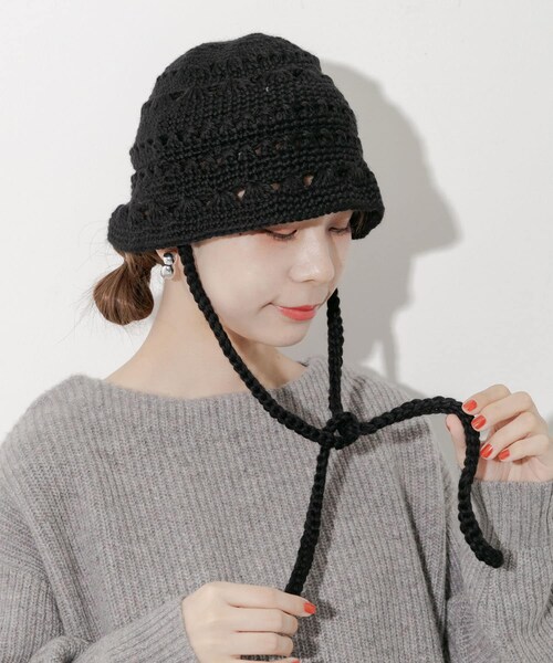 SMELLY（スメリー）の「クロシェニットハット（ハット・レディース・BEG/BLK・-）」の8枚目の写真