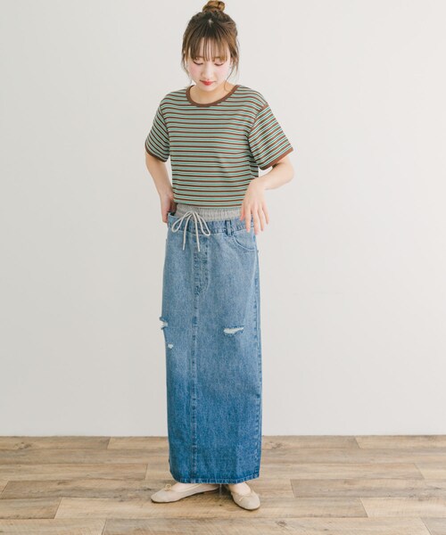 ITEMS URBANRESEARCH（アイテムズ アーバンリサーチ）の「ダブルウエストデニムスカート（デニムスカート・レディース・BLU/BLK・FREE）」の14枚目の写真