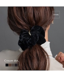 nissen | 【Creamdot.】チェーン/フープメタルが煌くボリュームベロアシュシュ(その他ヘアアクセサリー)