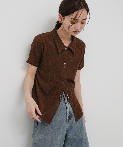 SENSE OF PLACE by URBAN RESEARCH(センスオブプレイスバイアーバンリサーチ)の「ハーフスリーブカットシャツ(シャツ/ブラウス・レディース・IVORY/BROWN/NAVY・One)」の13枚目の写真