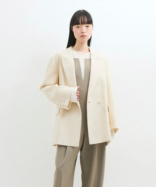 ADAM ET ROPE'（アダムエロペ）の「リネンMIXオーバージャケット（テーラードジャケット・レディース・キナリ/ベージュ・F）」の16枚目の写真