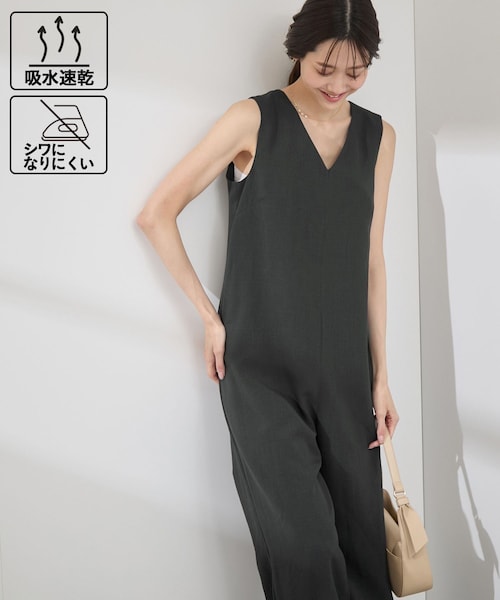 ROPE' PICNIC(ロペピクニック)の「【吸水速乾・防シワ】エフォートレスリラックスオールインワン(つなぎ/オールインワン・レディース・チャコール/ライトグレー/ベージュ・36/38)」の2枚目の写真