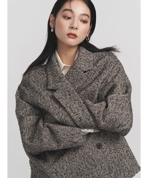 LAGUNAMOON（ラグナムーン）の「ネップツイードオーバージャケットコート（その他アウター・レディース・ミックス/ベージュ・F）」の12枚目の写真