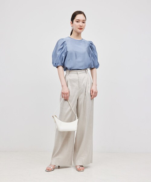 ROPE'（ロペ）の「【新色追加】【洗える】カールマイヤーパフスリーブブラウス【雑誌/メディア掲載】（シャツ/ブラウス・レディース・ホワイト/ブルー/ピンク/ブラック/ベージュ/ブルー系・F）」の8枚目の写真