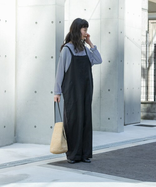 かぐれ（カグレ）の「リネンサロペット（つなぎ/オールインワン・レディース・GREGE/CHARCOAL/BLACK・Free）」の7枚目の写真
