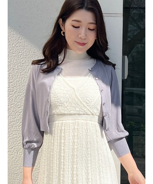 MERCURYDUO（マーキュリーデュオ）の「コンパクトシアーカーデ（カーディガン/ボレロ・レディース・オフホワイト/ブラック/オレンジ/グリーン/ブルー/ラベンダー/ベージュ・F）」の4枚目の写真