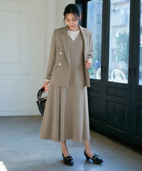 ROPE' PICNIC（ロペピクニック）の「【花粉ガード】クリアツイルジャンパースカート/セレモニー・通勤対応・セットアップ対応（ジャンパースカート・レディース・ライトグレー/キャメル系/ネイビー・36/38）」の13枚目の写真