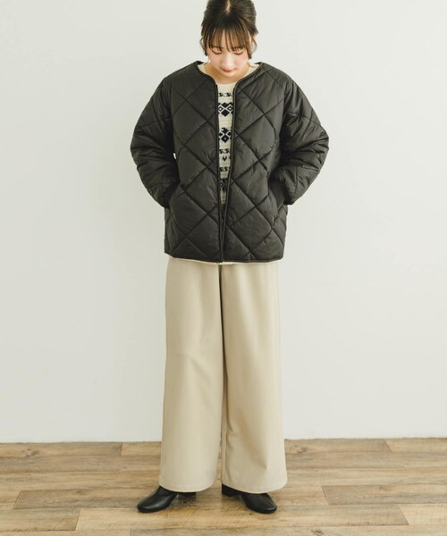 ITEMS URBANRESEARCH(アイテムズ アーバンリサーチ)の「中綿キルトノーカラージャケット(その他アウター・レディース・CHA/L.BEIGE/BEG/BLK・FREE)」の10枚目の写真