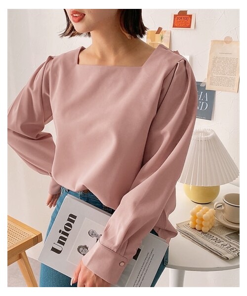 nissen（ニッセン）の「スクエアネックカットソーブラウス（Tシャツ/カットソー・レディース・ピンク/ブルー/ネイビー・S/M/L/LL）」の11枚目の写真