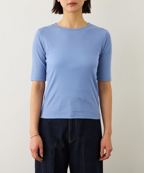 ROPE'（ロペ）の「コンフォートリブハーフスリーブカットソー(5分袖)/イージーケア・接触冷感（Tシャツ/カットソー・レディース・ブラック/ブラウン/サックス・F）」の14枚目の写真