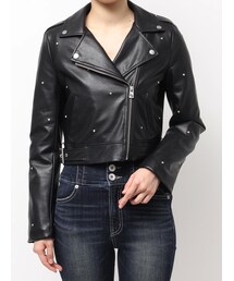 GYDA | bijou フェイクレザーライダースジャケット(ライダースジャケット)