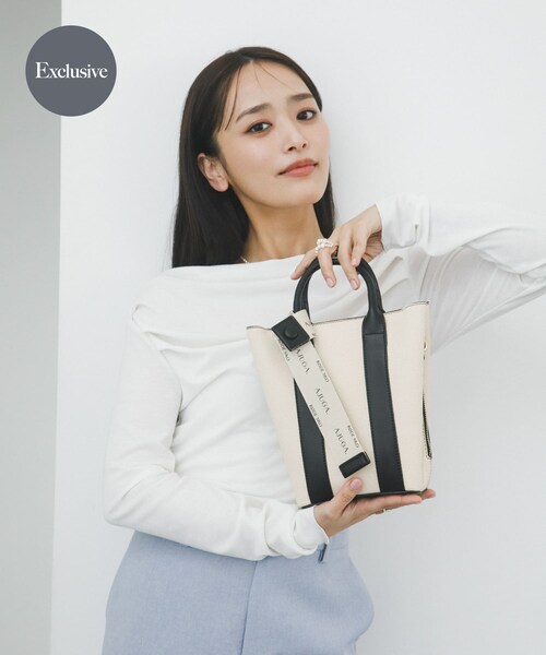 RODE SKO（ロデスコ）の「『別注』AJUGA.×RODE SKO　ロゴリボン付ショルダーバッグ（ショルダーバッグ・レディース・IVORYxBLK/OFFxCAMEL/IVORYxBEG/IVORYxYEL・One）」の2枚目の写真