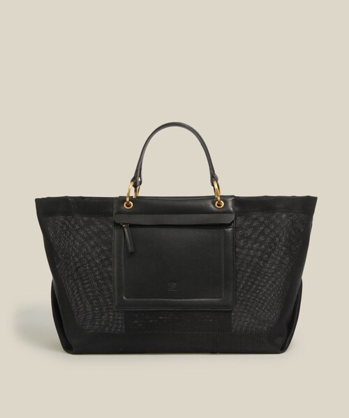 ROPE'(ロペ)の「【A4対応】チュールメッシュダブルハンドルトートバッグ(トートバッグ・レディース・ブラック/オリーブ・F)」の1枚目の写真