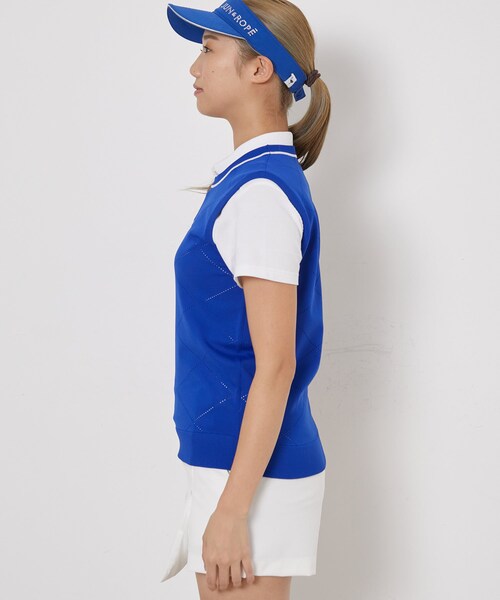 ROPE'(ロペ)の「【ECO】ダイヤ柄ニットベスト(ベスト・レディース・ホワイト/ブルー・L/M/S)」の11枚目の写真