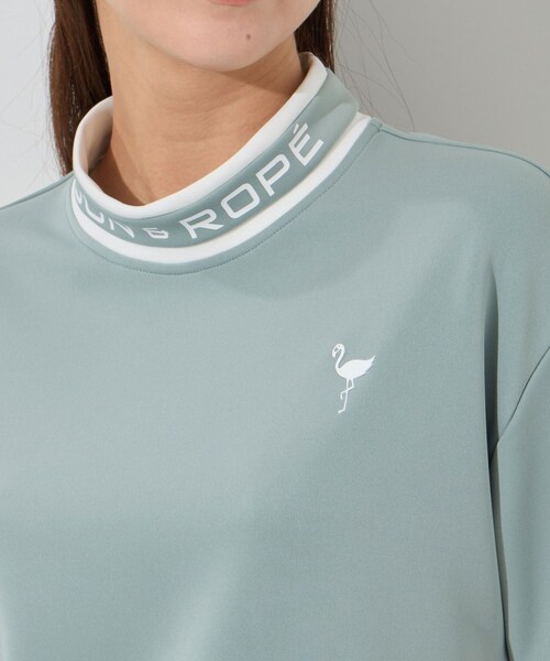 ROPE'（ロペ）の「ダンボールニット5分袖配色プルオーバー/セットアップ対応・UV・接触冷感（Tシャツ/カットソー・レディース・ブラウン/モスグリーン/サックス・L/M/S）」の12枚目の写真