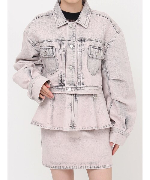 MURUA（ムルーア）の「ショートデニムジャケット【セットアップ着用可】（デニムジャケット・レディース・ブラック/ピンク/ブルー・F）」の9枚目の写真