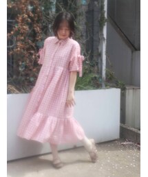 merry jenny | スリーブリボンアシメチェックワンピース(ワンピース)