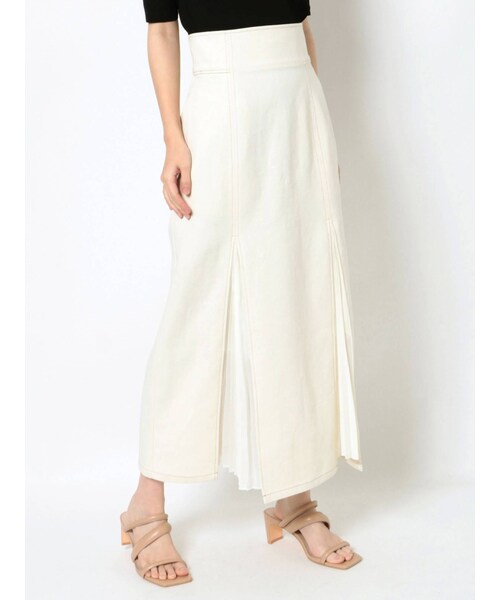 LAGUNAMOON（ラグナムーン）の「レースアッププリーツタイトデニムスカート（デニムスカート・レディース・インディゴ/ホワイト/ブラック/ブルー・S/M/F）」の3枚目の写真