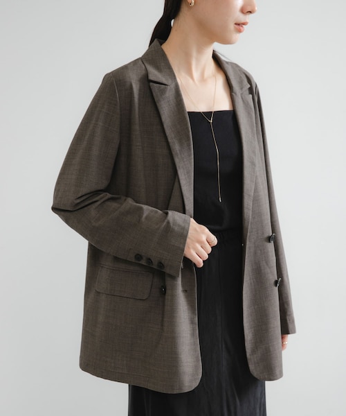 URBAN RESEARCH（アーバンリサーチ）の「ウール混ダブルブレストジャケット（テーラードジャケット・レディース・BLACK/BROWN・FREE）」の2枚目の写真