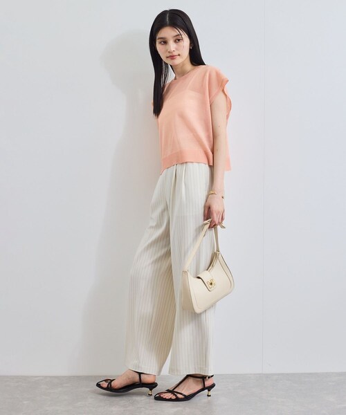 VIS（ビス）の「【接触冷感/UVケア】ピンストライプリラックスワイドパンツ（その他パンツ・レディース・グレー/キナリ/ネイビー系・M/S）」の16枚目の写真