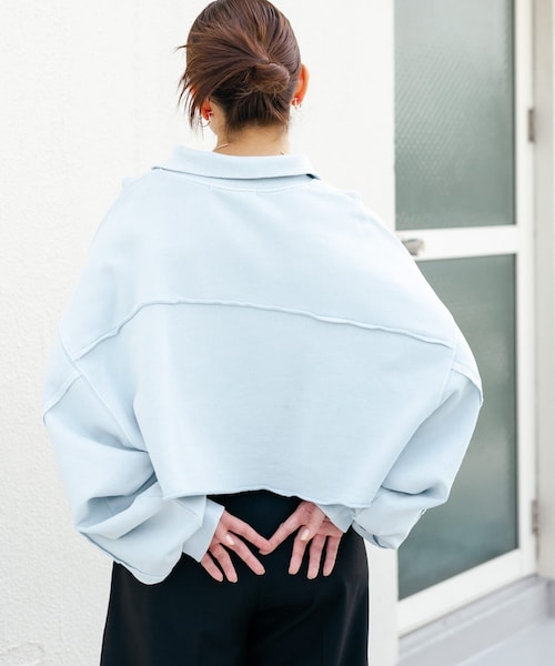 KBF（ケイビーエフ）の「ハーフZIPリメイクスウェット（スウェット・レディース・IVORY/L.BLUE/BROWN・one）」の22枚目の写真