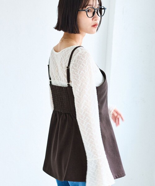 VIS(ビス)の「【美easy】ウーリッシュチュニック丈ビスチェ【セットアップ対応/洗える】(キャミソール・レディース・ブラック/グレー/ダークブラウン/ベージュ系・F)」の21枚目の写真