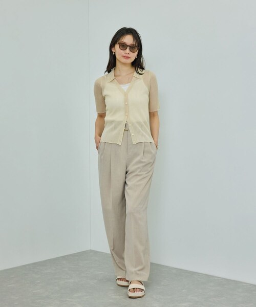 ROPE'（ロペ）の「【WEB・一部店舗限定】【接触冷感/UVカット】前後2WAY チュールコンビアシメキャミソール（キャミソール・レディース・ブラック/ホワイト/ピンク・F）」の14枚目の写真
