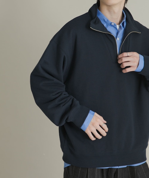 SENSE OF PLACE by URBAN RESEARCH（センスオブプレイスバイアーバンリサーチ）の「『一部WEB限定カラー』ハーフジップロングスリーブスウェット（スウェット・メンズ・BLACK/GRAY/NAVY/GREEN/L.BLUE・M/L）」の2枚目の写真