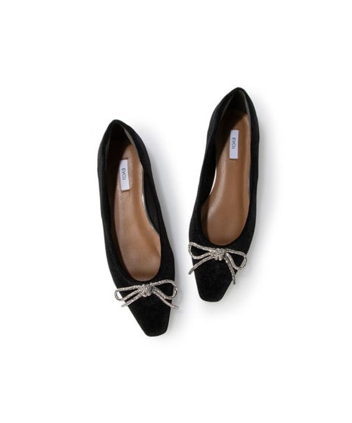 EVOL（イーボル）の「【EVOL/イーボル】 リボンフラットスクエアベロアパンプス IX5429 （バレエシューズ・レディース・BLS/GYBGS/PKS・220/22cm/225/22.5cm/230/23cm/235/23.5cm/240/24cm/245/24.5cm/250/25cm）」の4枚目の写真