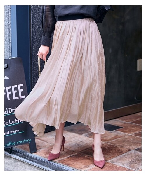 nissen（ニッセン）の「シャイニープリーツスカート【OtonaSMILE】（スカート・レディース・シルバーグレー/ベージュ/オフホワイト/黒/ピンク・M/L/LL/3L/4L/5L/6L）」の7枚目の写真