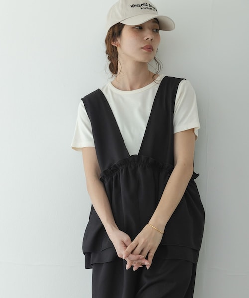 URBAN RESEARCH Sonny Label（アーバンリサーチサニーレーベル）の「ペプラムフリルアソートオールインワン（つなぎ/オールインワン・レディース・ブラック/デニム・36/38）」の7枚目の写真