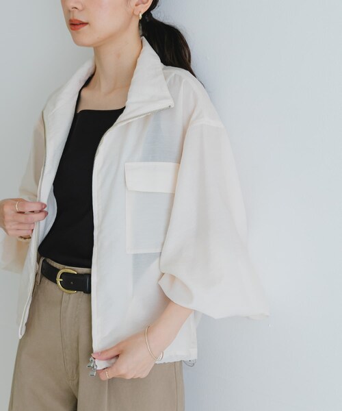 URBAN RESEARCH（アーバンリサーチ）の「シアージップブルゾン（ブルゾン・レディース・KHAKI/OFF/BLACK・FREE）」の6枚目の写真